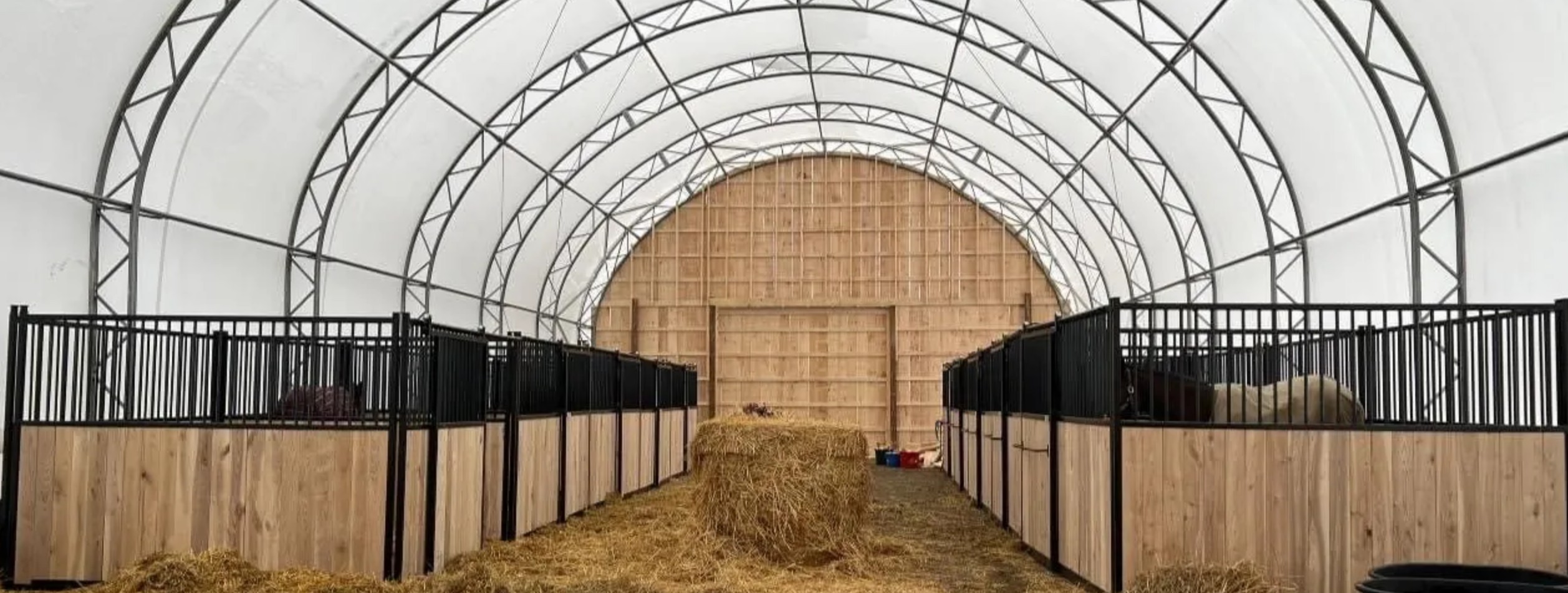 MegaDome horse stable interior — Lindsay, Ontario